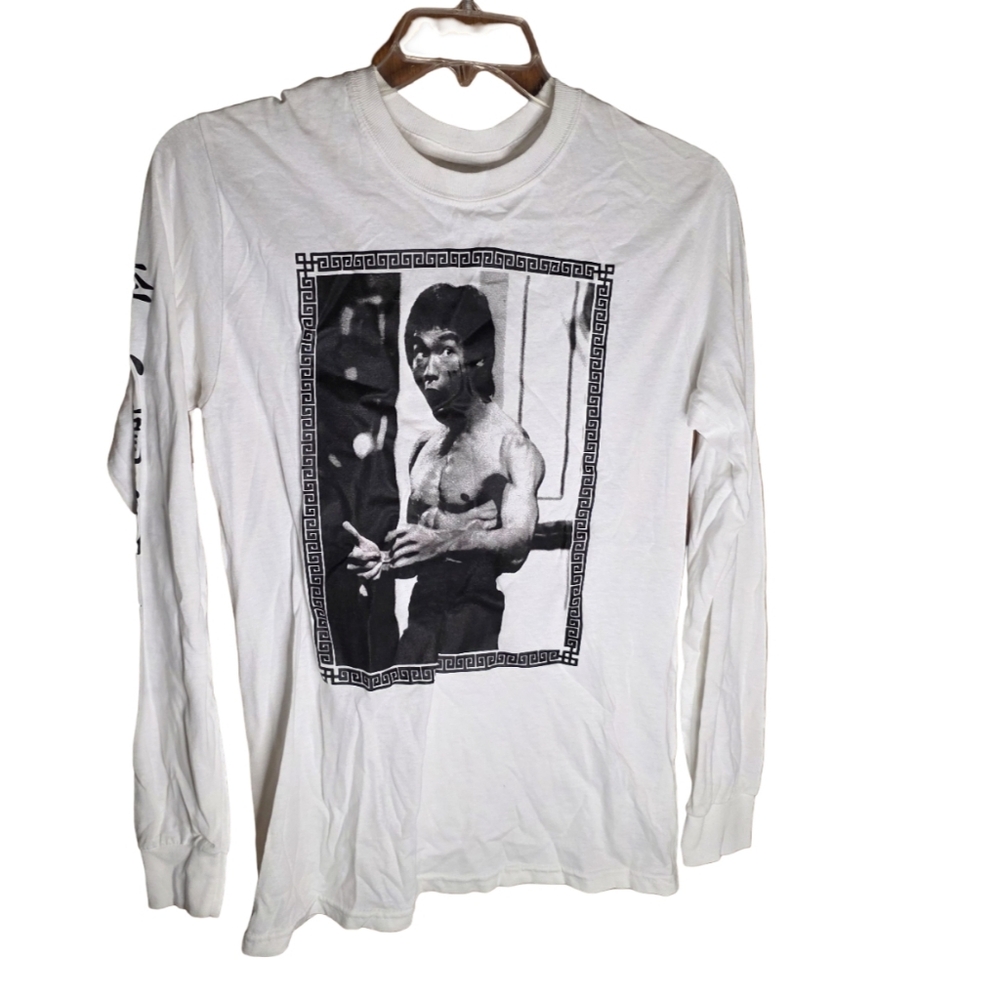 Bruce Lee Graphic Long Sleeve T-Shirt White Size S